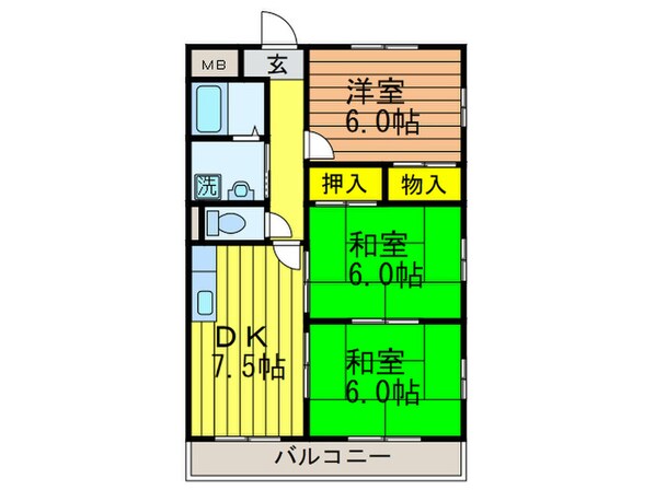 グレースコート男山の物件間取画像